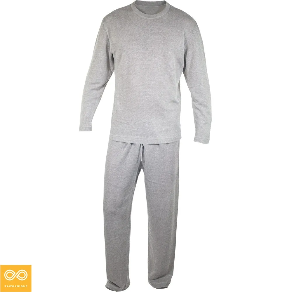 RODIN 100% Organic Irish Linen Knit Top & Bottom PJ/Loungewear Set (Covered Organic Elastic Waistband)