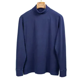 Rollneck t-shirt in hand-dyed indigo ribbed cotton jersey