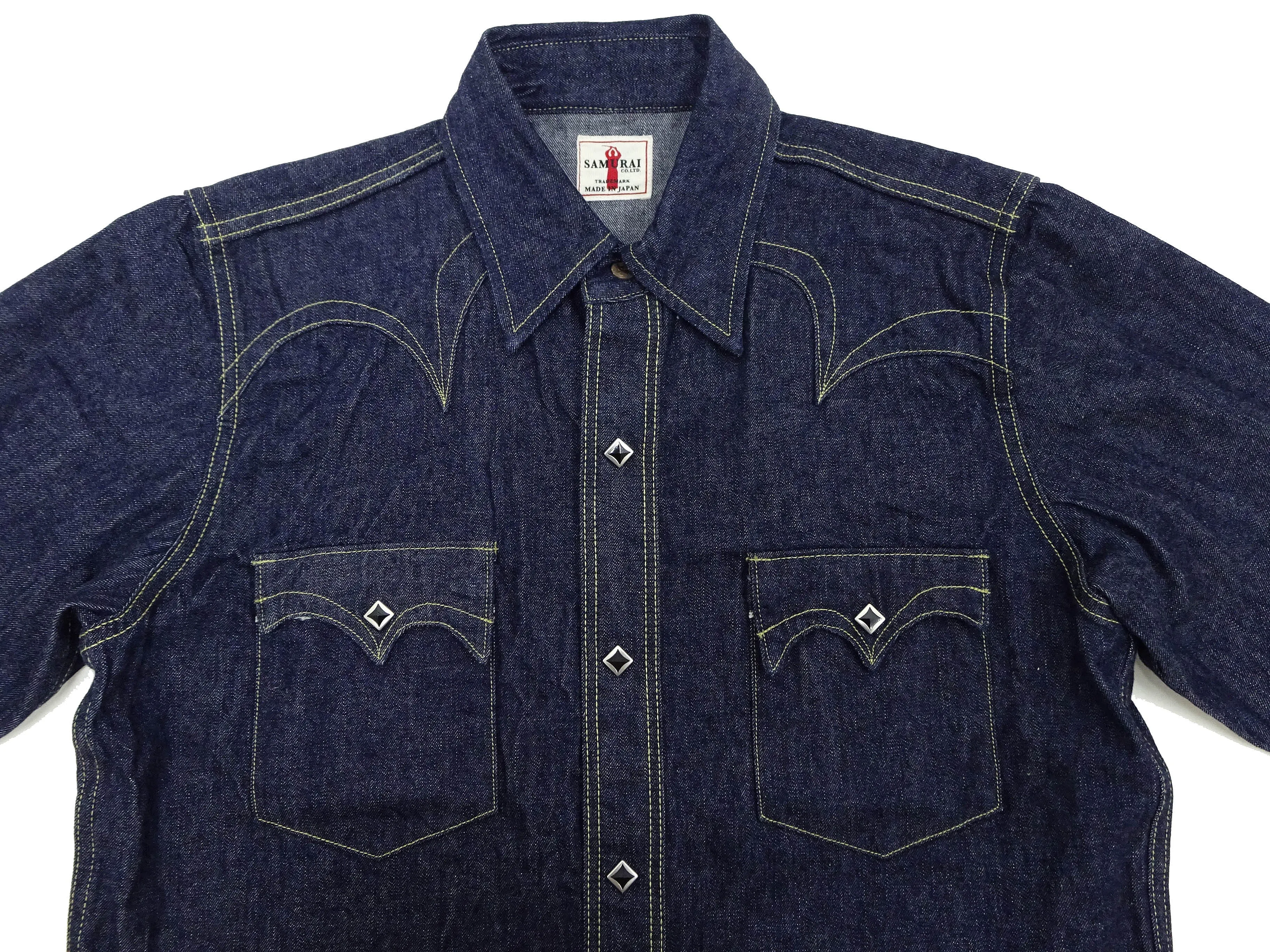 Samurai Jeans Denim Shirt Men's Long Sleeve Western Shirt SWD-L01 Indigo