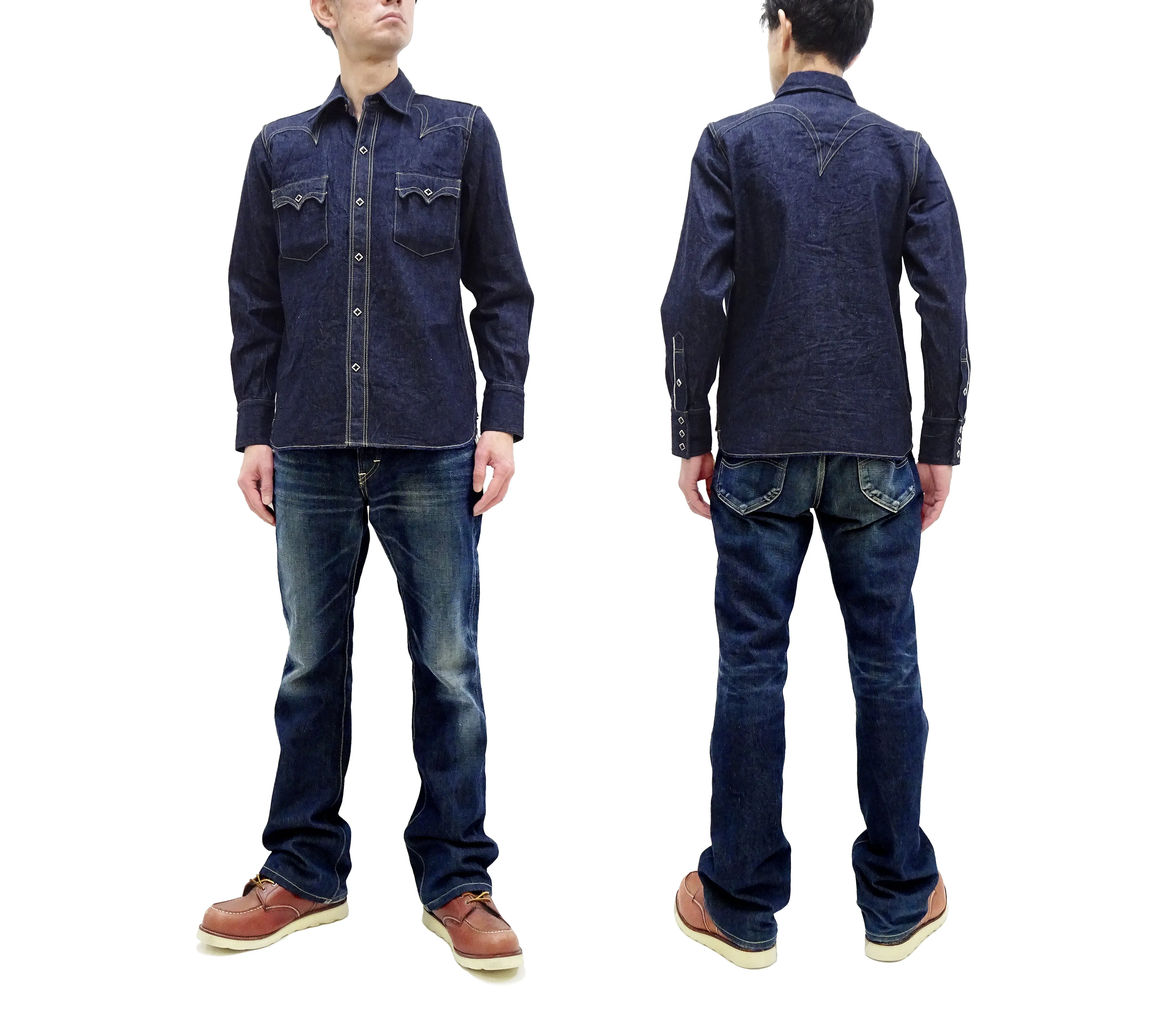 Samurai Jeans Denim Shirt Men's Long Sleeve Western Shirt SWD-L01 Indigo