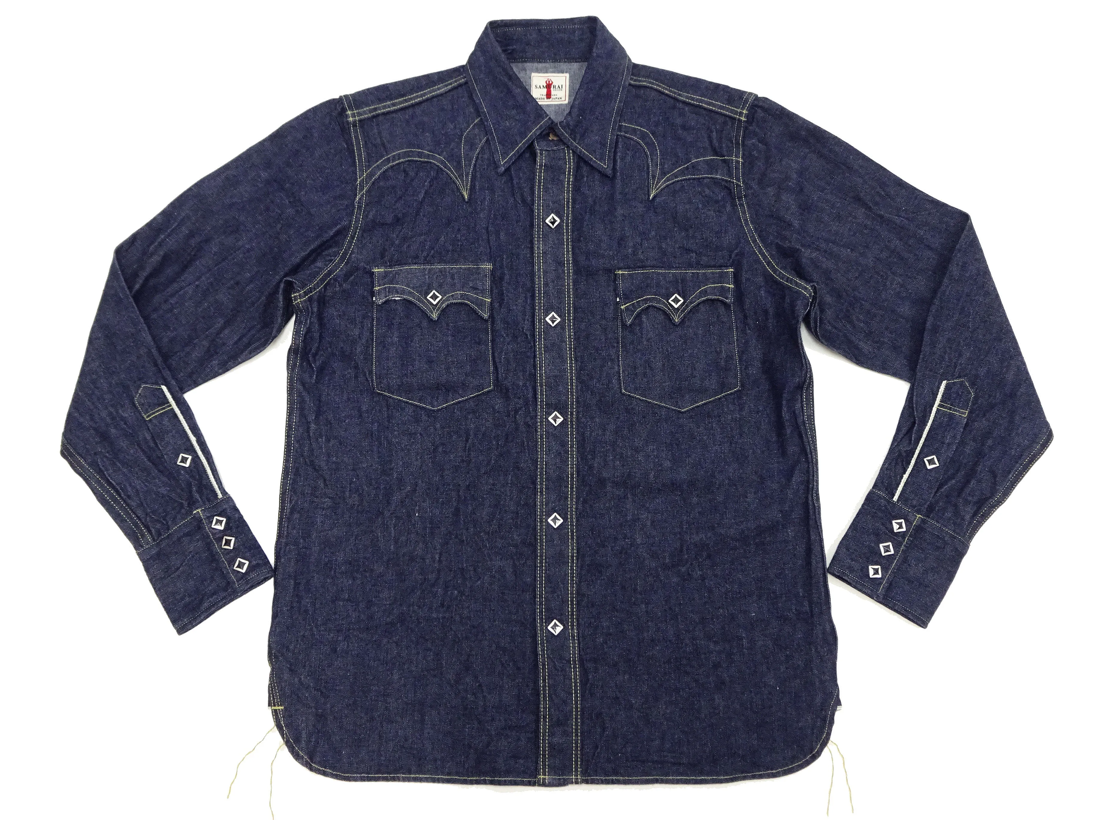 Samurai Jeans Denim Shirt Men's Long Sleeve Western Shirt SWD-L01 Indigo