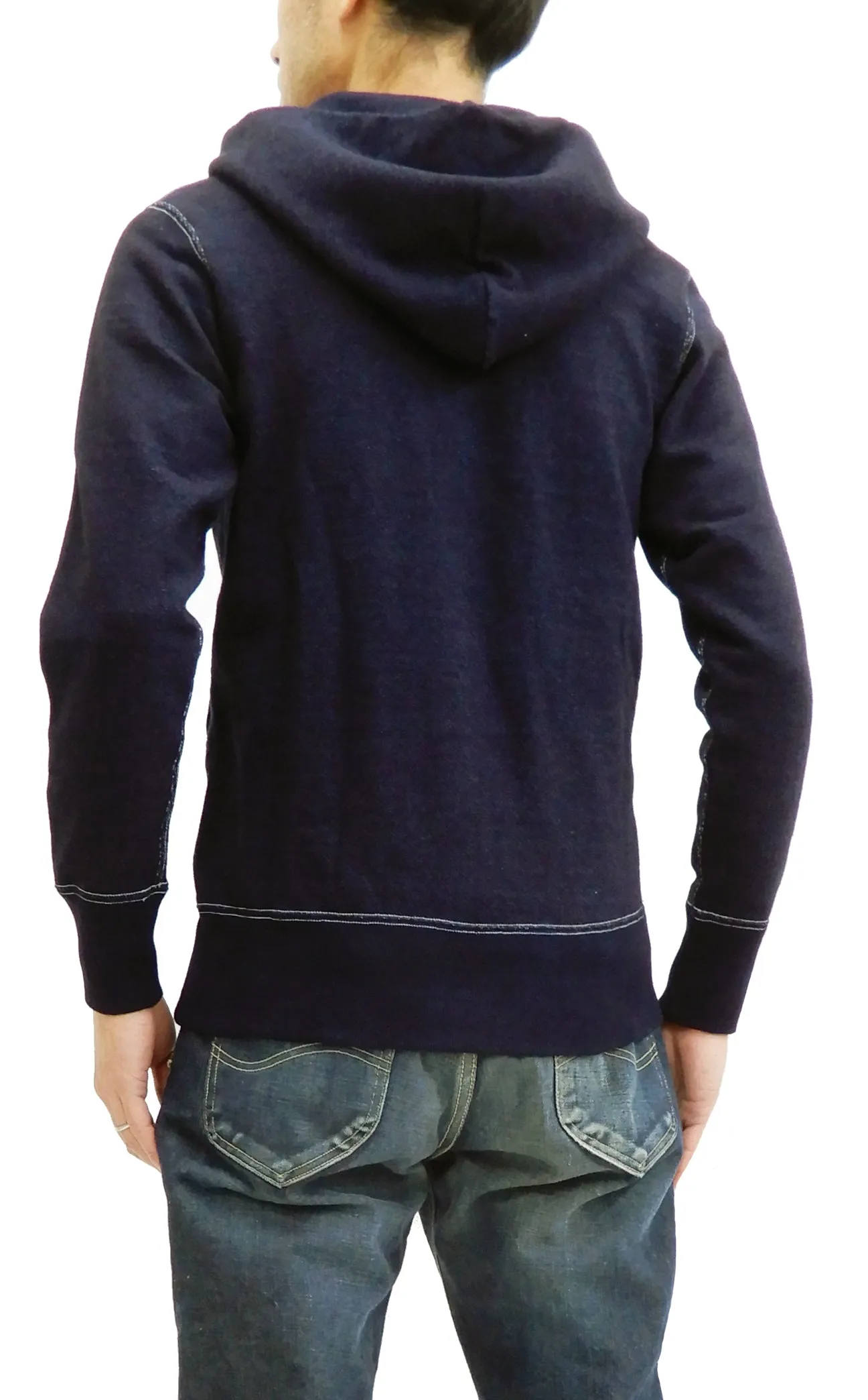 Samurai Jeans Indigo Hoodie Men's Slim Fit Plain Full Zip-Up Hooded Sweatshirt SIS-102