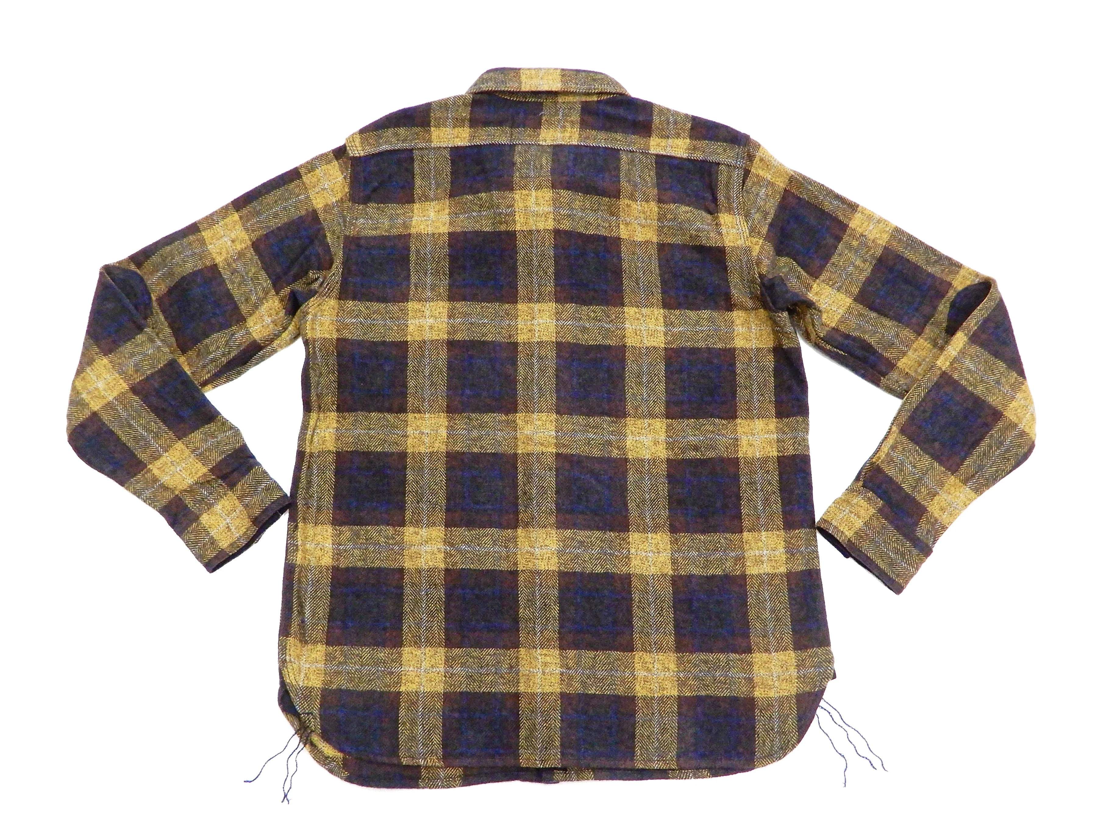 Samurai Jeans Plaid Flannel Shirt Men's Checked Long Sleeve Work Shirt SNL20-01 Yellow