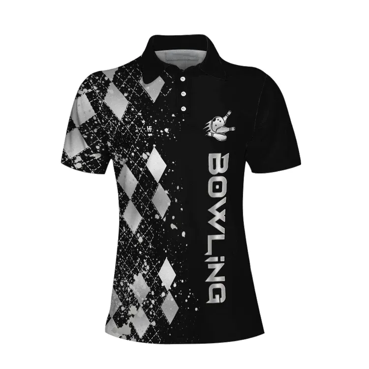 Silver Bowling Short Sleeve Women Polo Shirt, Female Bowling Polo Shirt, Bowling Gift For Female Players Coolspod