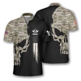 Skull Camouflage Custom Darts Jerseys for Men, Perfect Gift for Dart Team, Personalized Dart Shirt