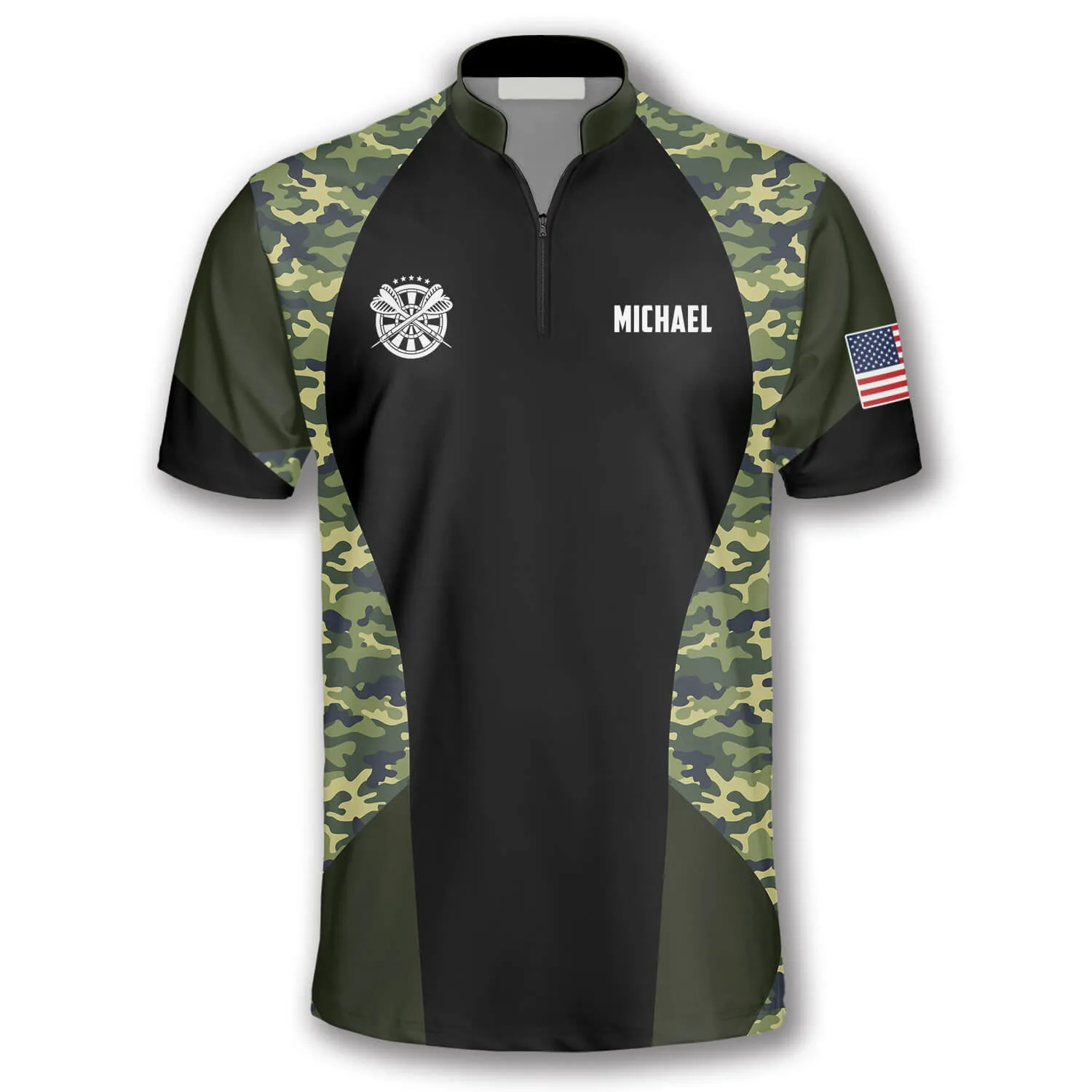 Skull Camouflage Waving Flag Custom Darts Jerseys for Men, Red Dart Skull Shirt, Jersey Shirt for Dart Player