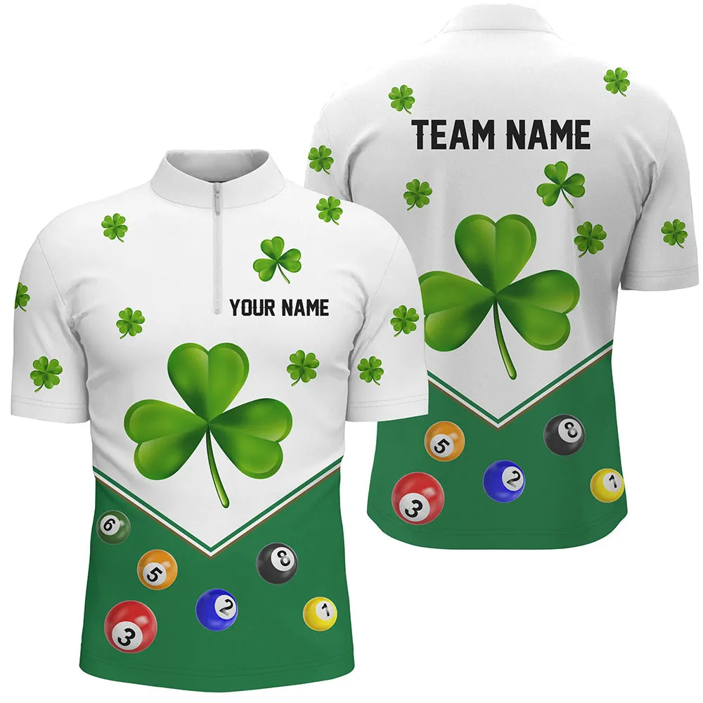 St Patrick Day Ireland Flag Custom Men Billiard 3D Jersey Shirt Lucky Green Clover