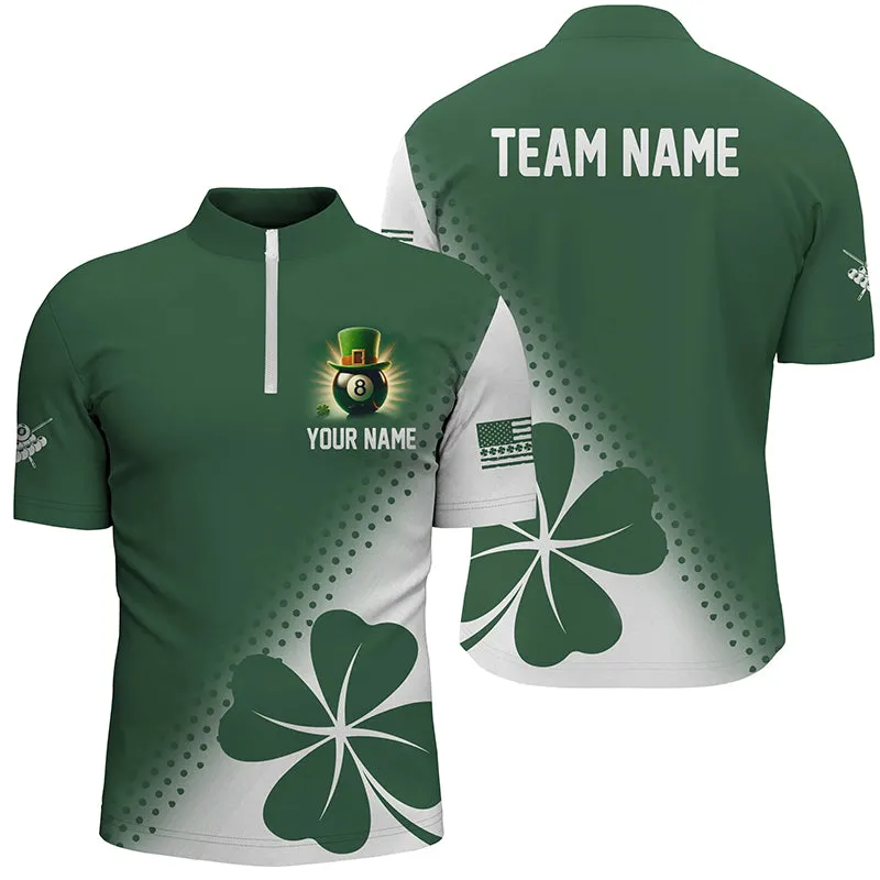 St Patrick Day Ireland Flag Custom Men Billiard 3D Jersey Shirt Lucky Green Clover