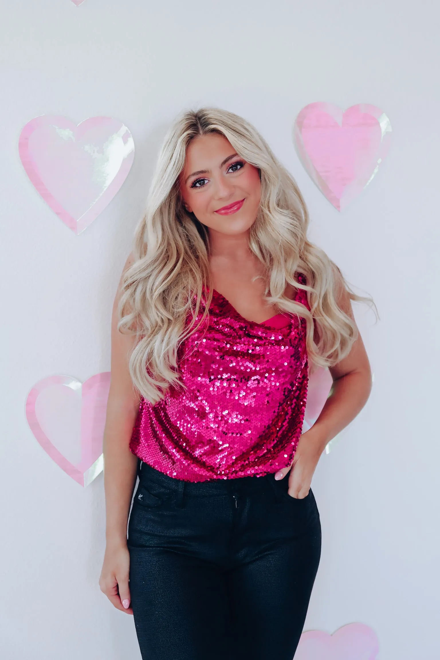 Stand Alone Sequin Bodysuit - Pink