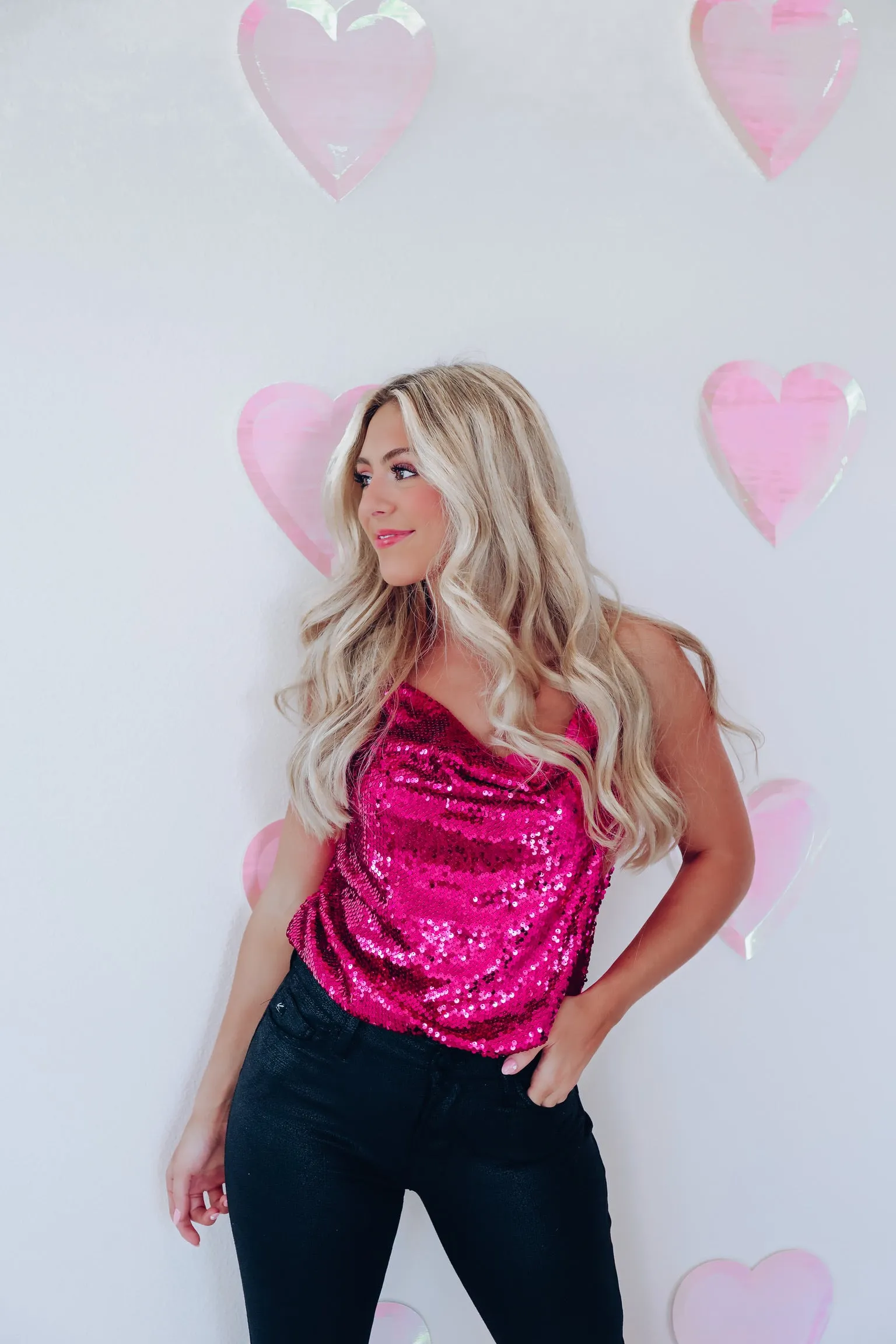 Stand Alone Sequin Bodysuit - Pink