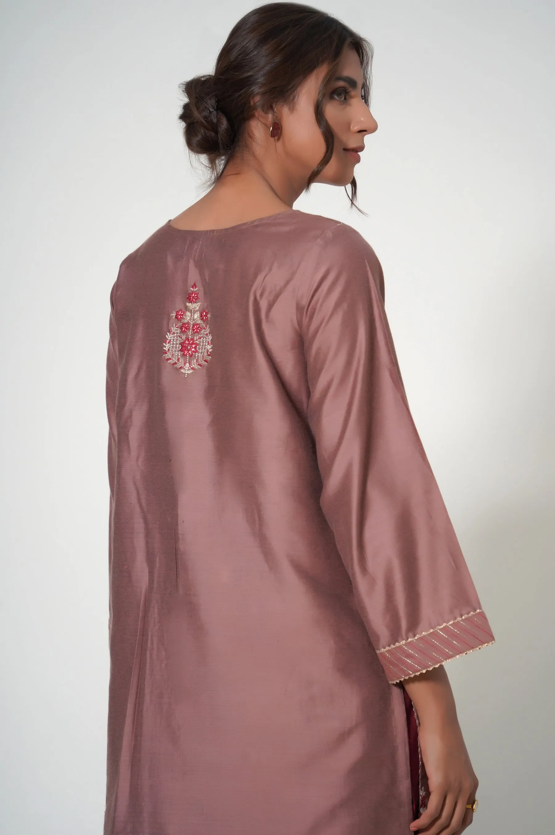 Stitched 2 Piece Cotton Silk Embroidered Outfit