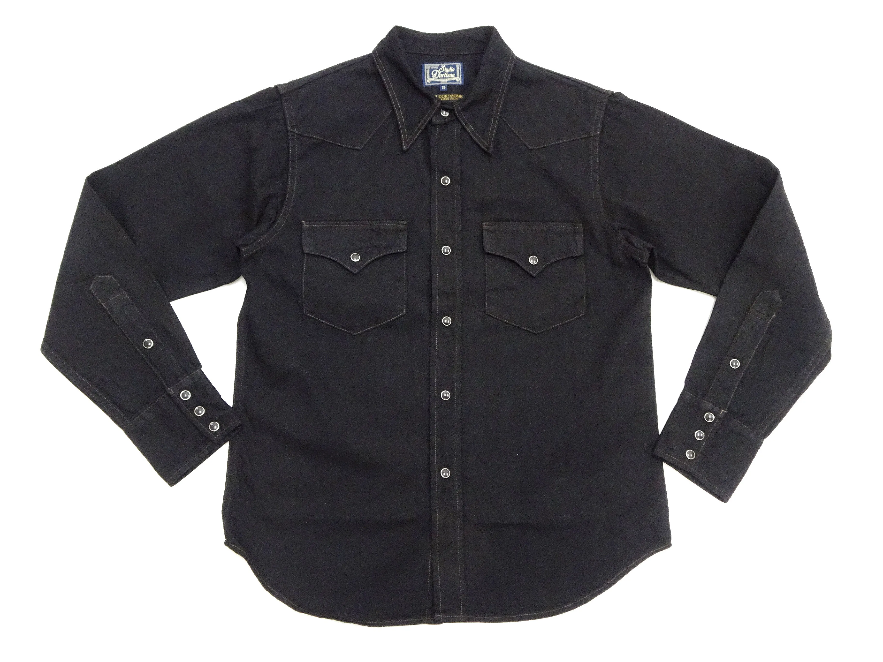 Studio D'artisan Black Western Shirt Men's Casual Amami Mud-Dyed Long Sleeve Snap-Up Shirt SDA SP-124