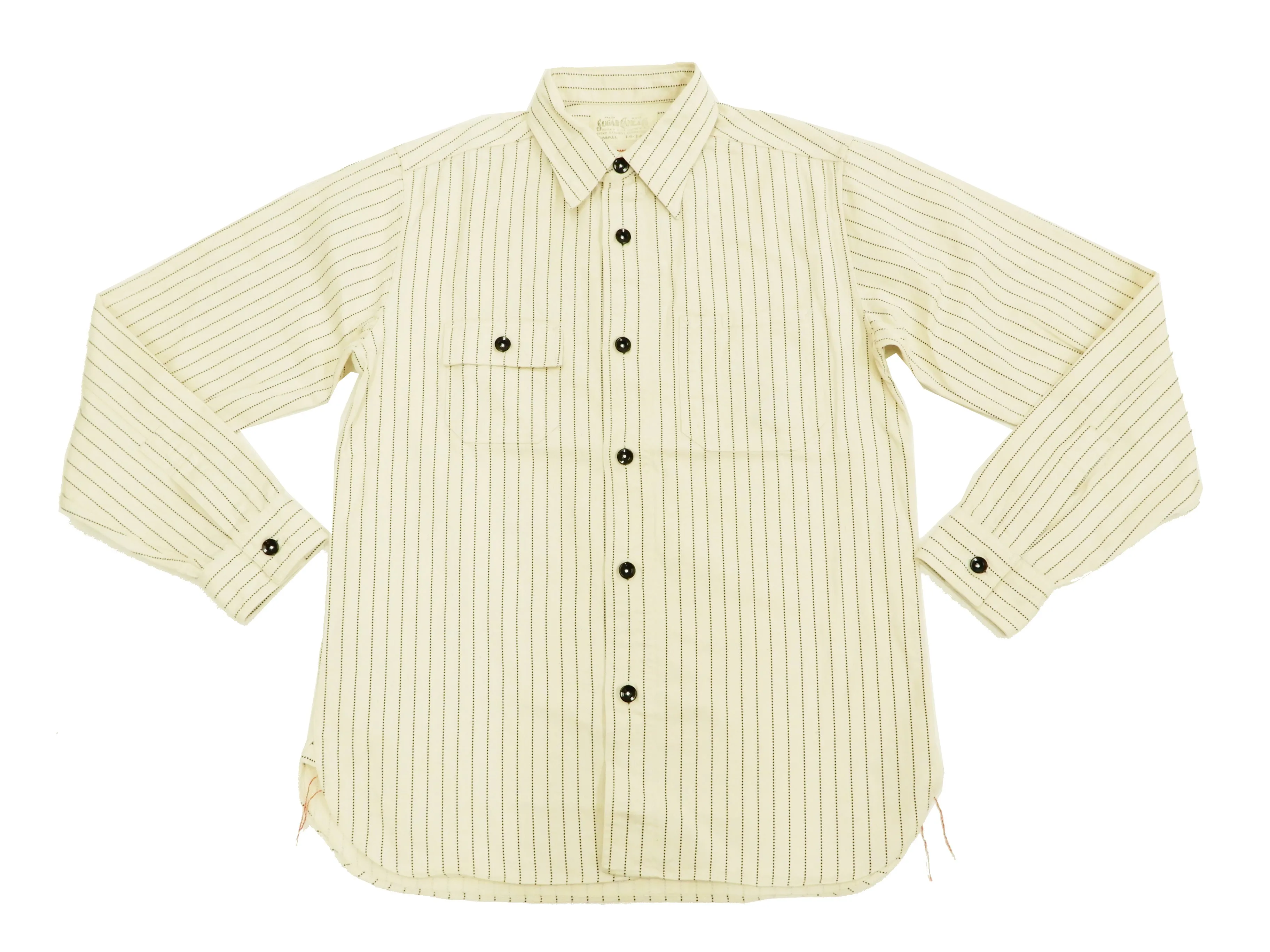 Sugar Cane Men's Ecru Colour Wabash Stripe Work Shirt Long Sleeve Shirt SC27076