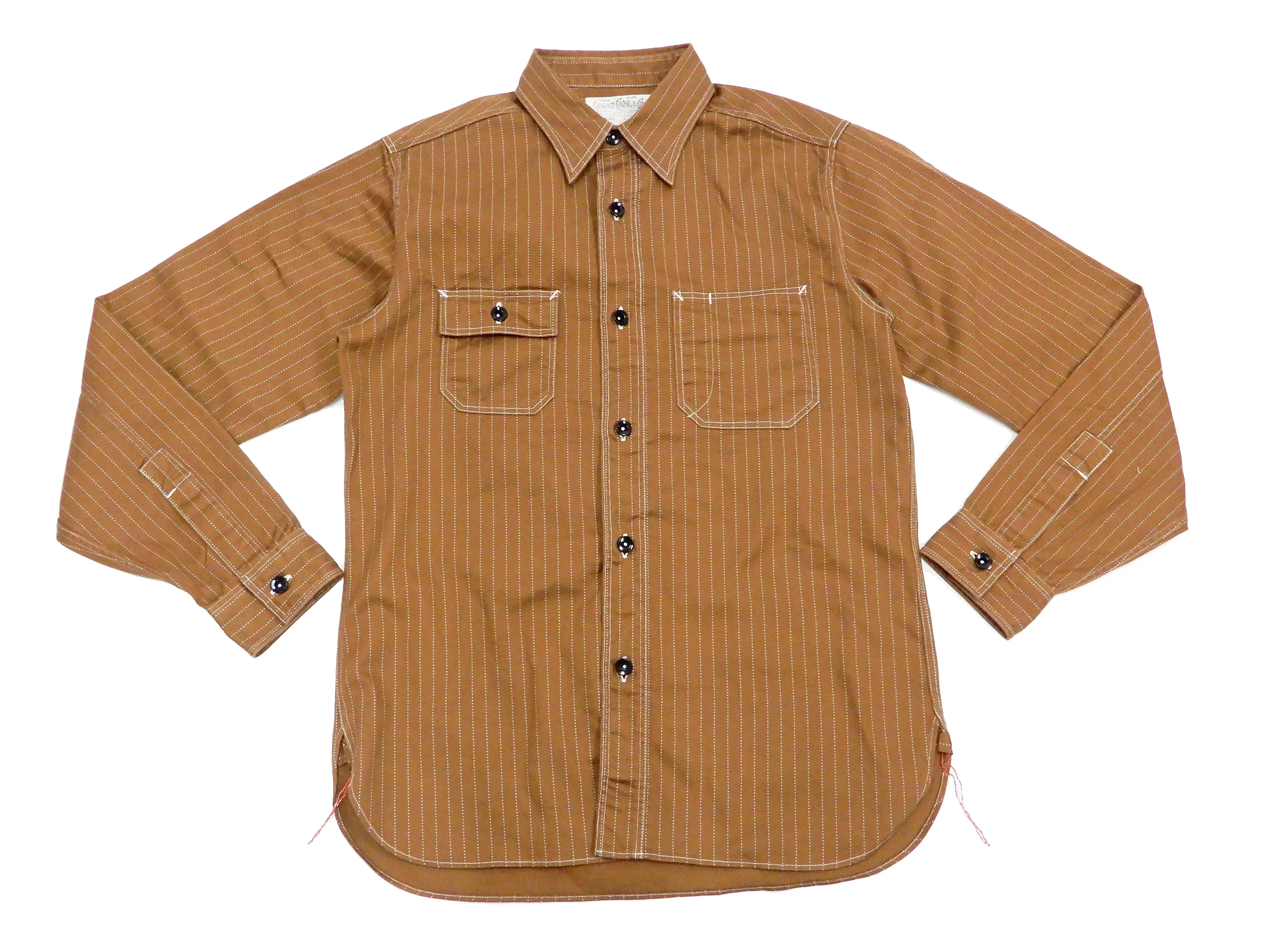 Sugar Cane Shirt Men's Brown Color Wabash Stripe Long Sleeve Work Shirt SC28516