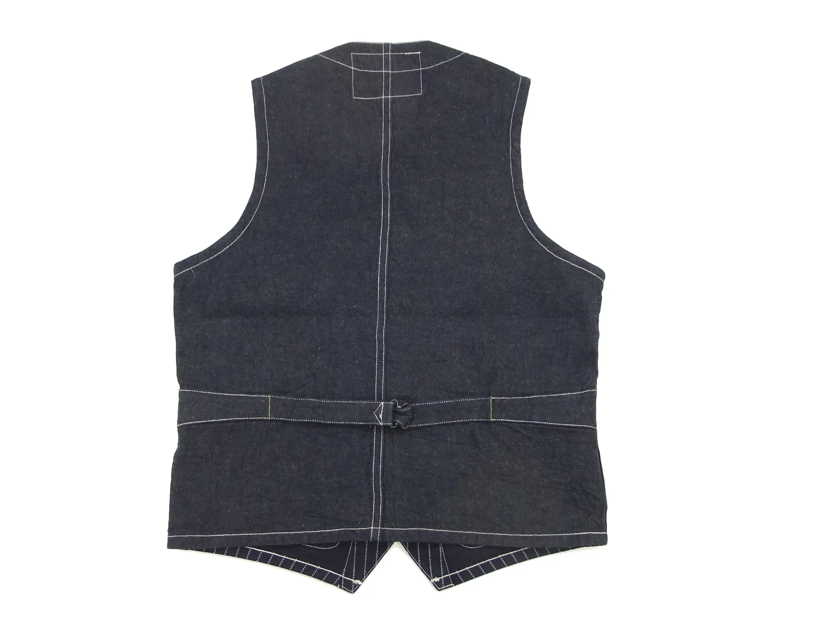 Sugar Cane Vest Men's Casual Indigo Wabash Stripe Work Vest Waistcoat SC12654