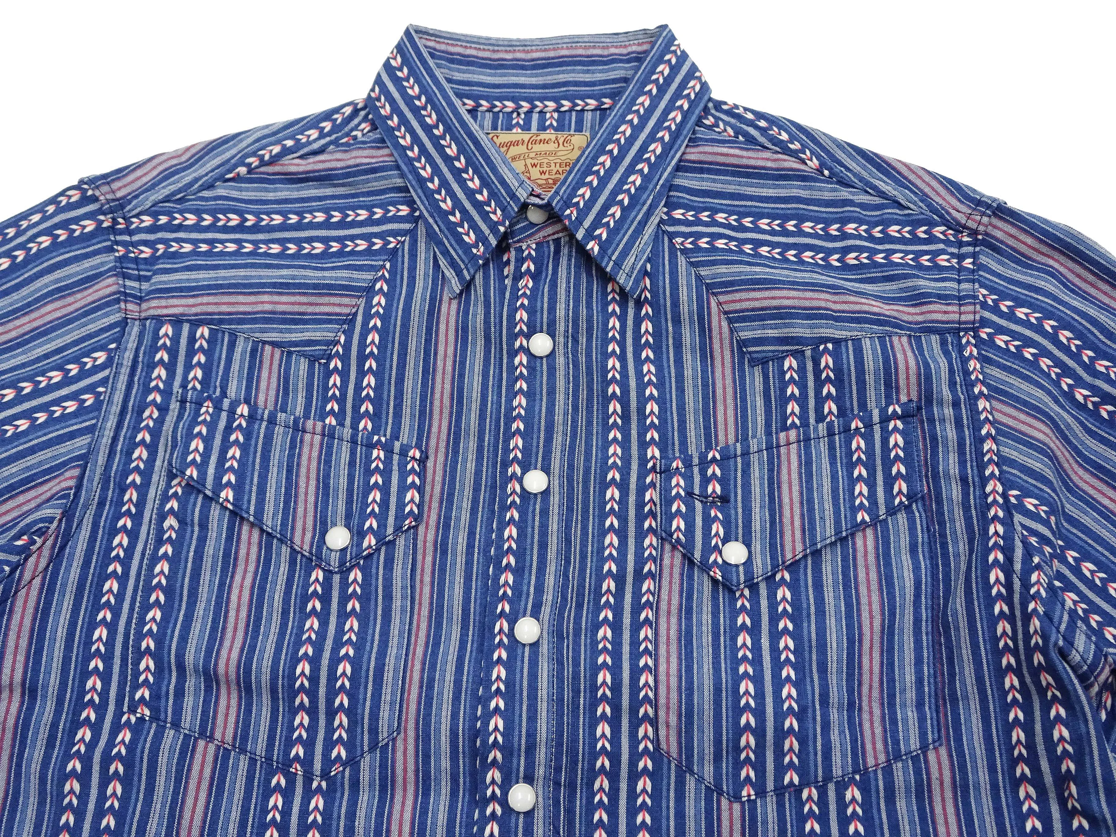 Sugar Cane Western Shirt Men's Long Sleeve Vertical Multi Striped Serape Shirt SC28998 125/Blue