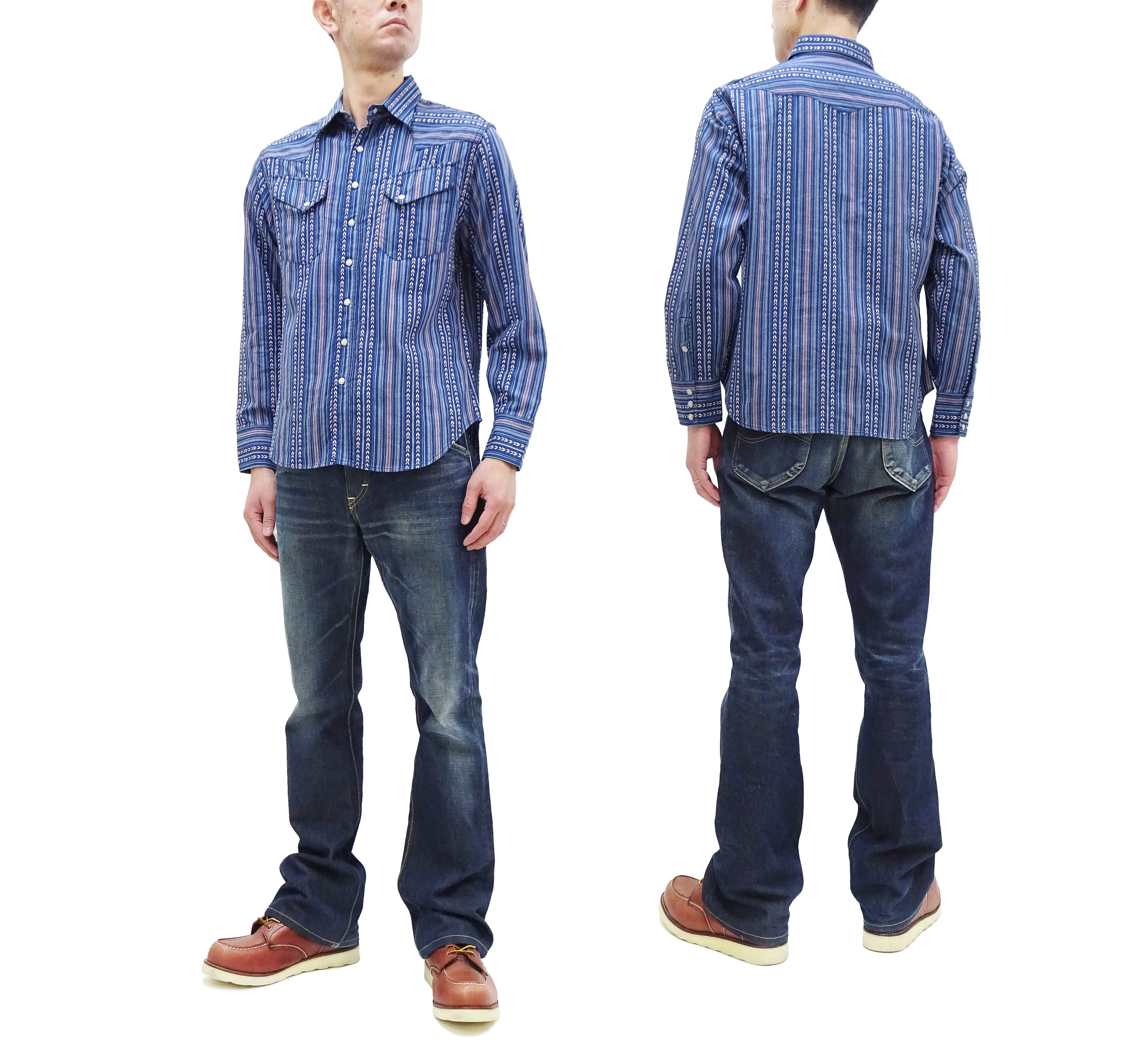 Sugar Cane Western Shirt Men's Long Sleeve Vertical Multi Striped Serape Shirt SC28998 125/Blue