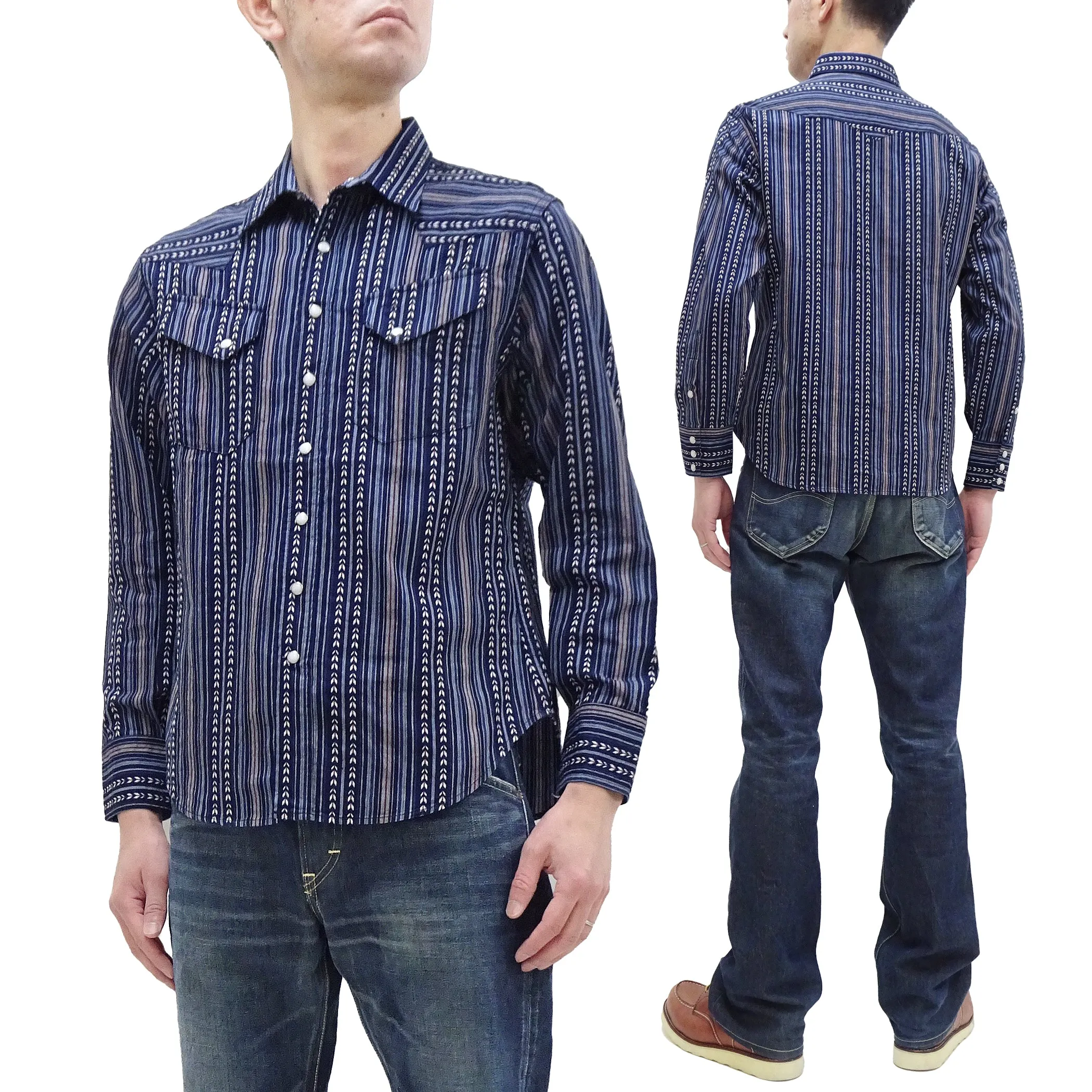 Sugar Cane Western Shirt Men's Long Sleeve Vertical Multi Striped Serape Shirt SC28998 128/Navy