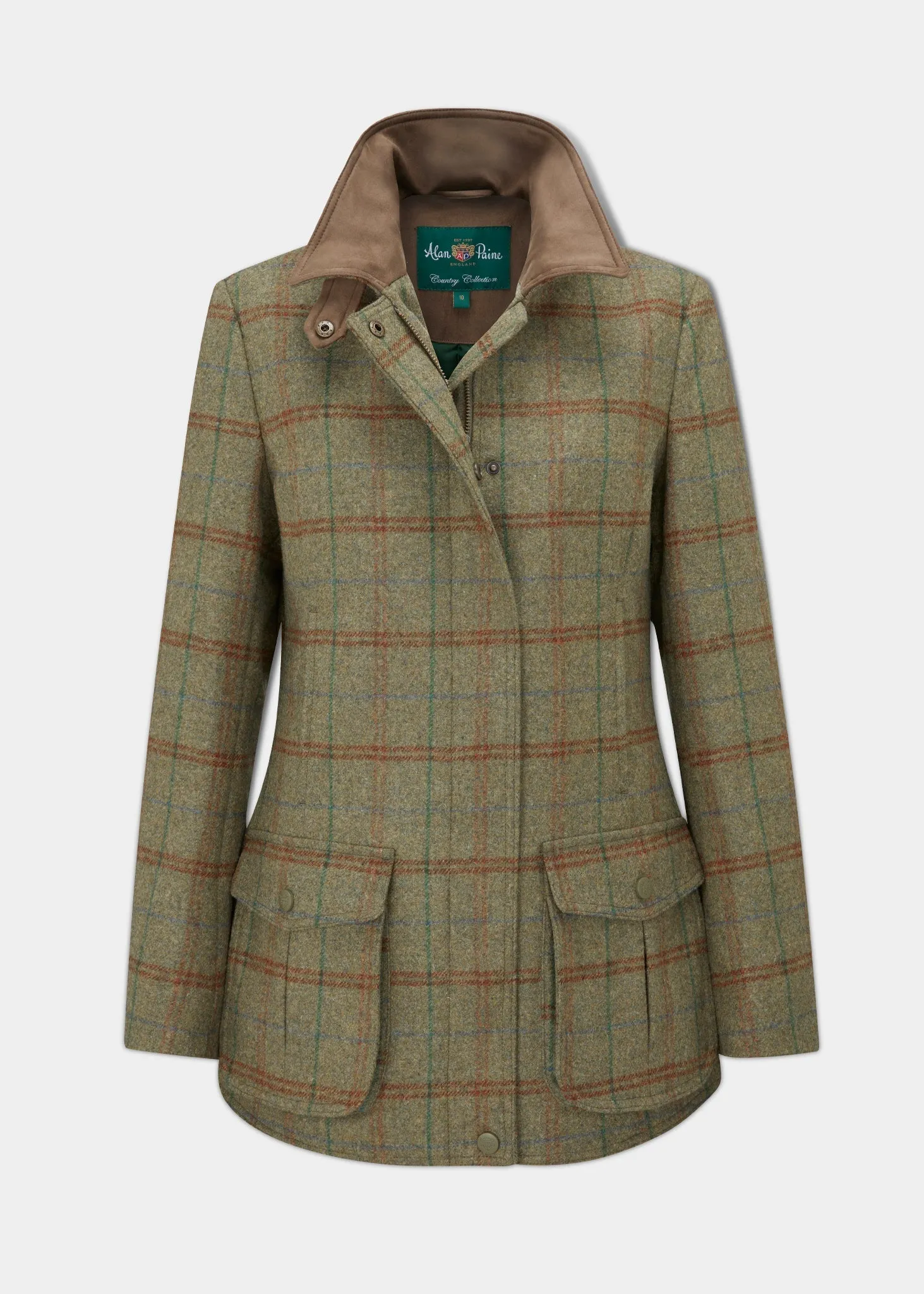 Surrey Ladies Tweed Coat In Clover - Regular Fit