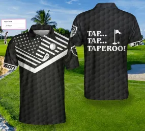 Tap Tap Taperoo Custom Polo Shirt, Personalized Black American Flag Golf Shirt For Men Coolspod