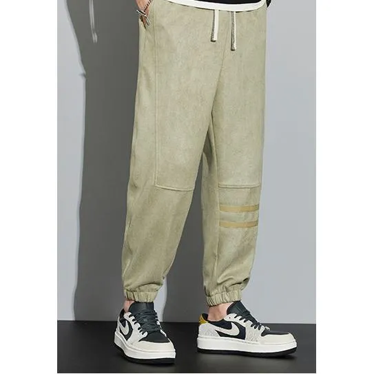 Tapered Suede Elastic Waist Versatile Sweatpant