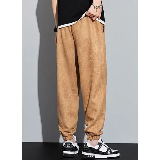 Tapered Suede Elastic Waist Versatile Sweatpant