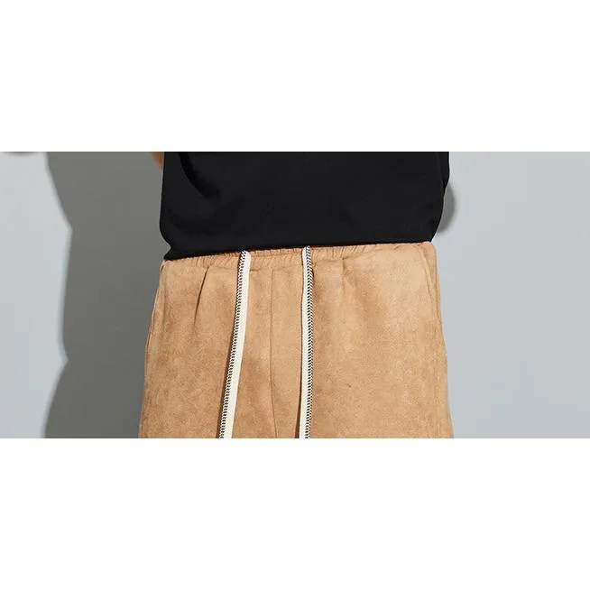 Tapered Suede Elastic Waist Versatile Sweatpant