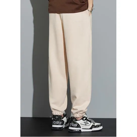 Tapered Suede Elastic Waist Versatile Sweatpant