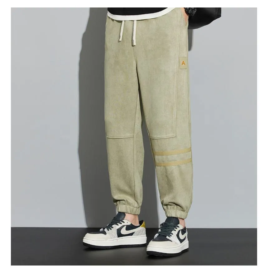 Tapered Suede Elastic Waist Versatile Sweatpant