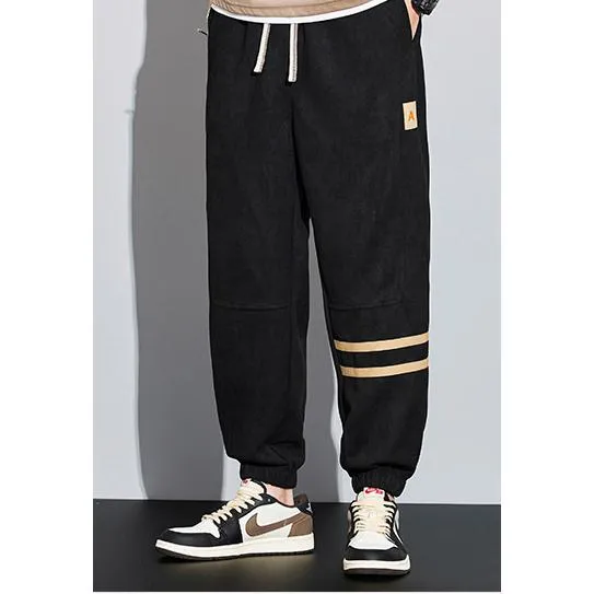 Tapered Suede Elastic Waist Versatile Sweatpant