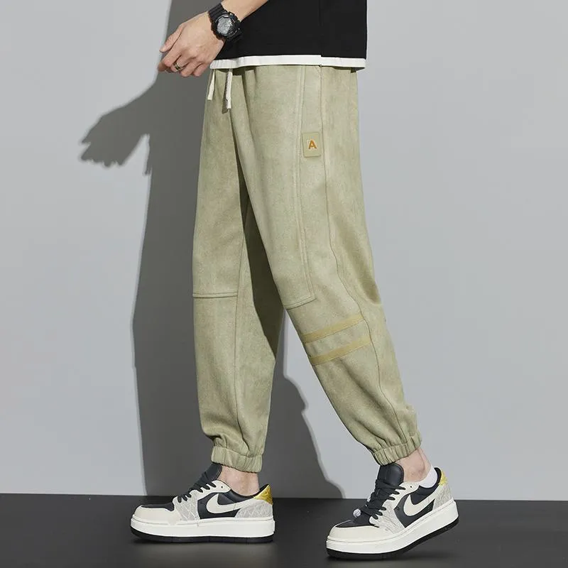 Tapered Suede Elastic Waist Versatile Sweatpant