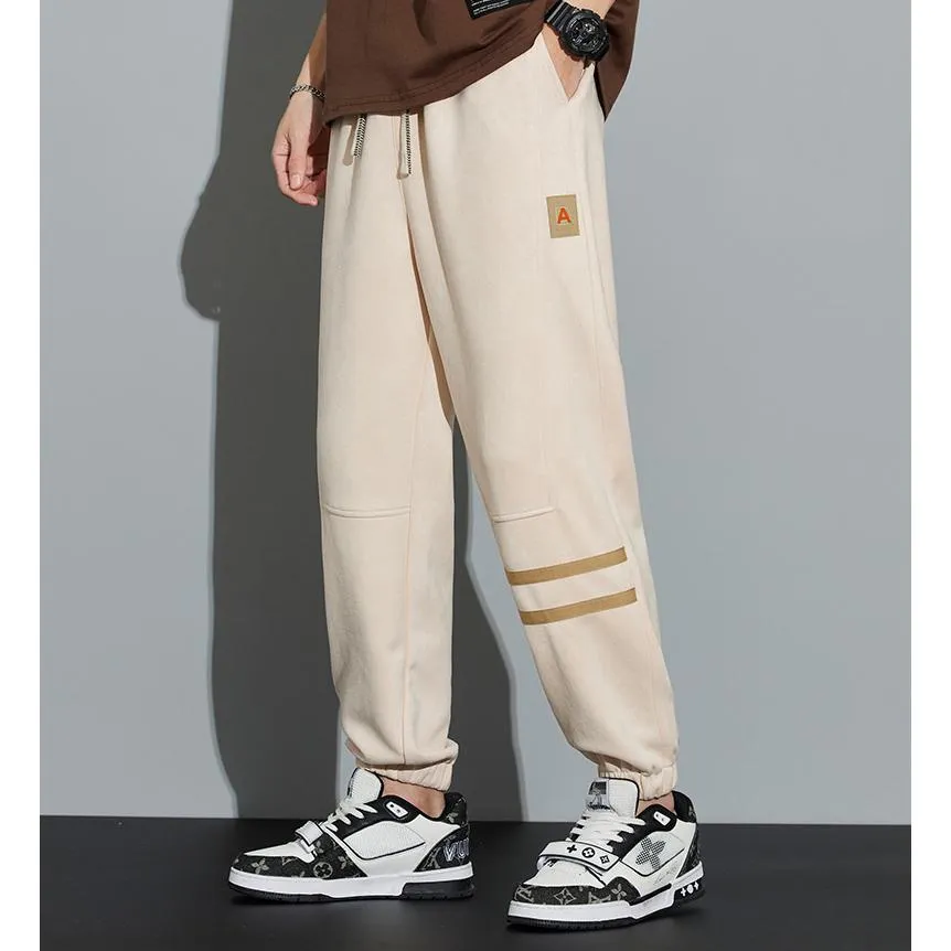 Tapered Suede Elastic Waist Versatile Sweatpant