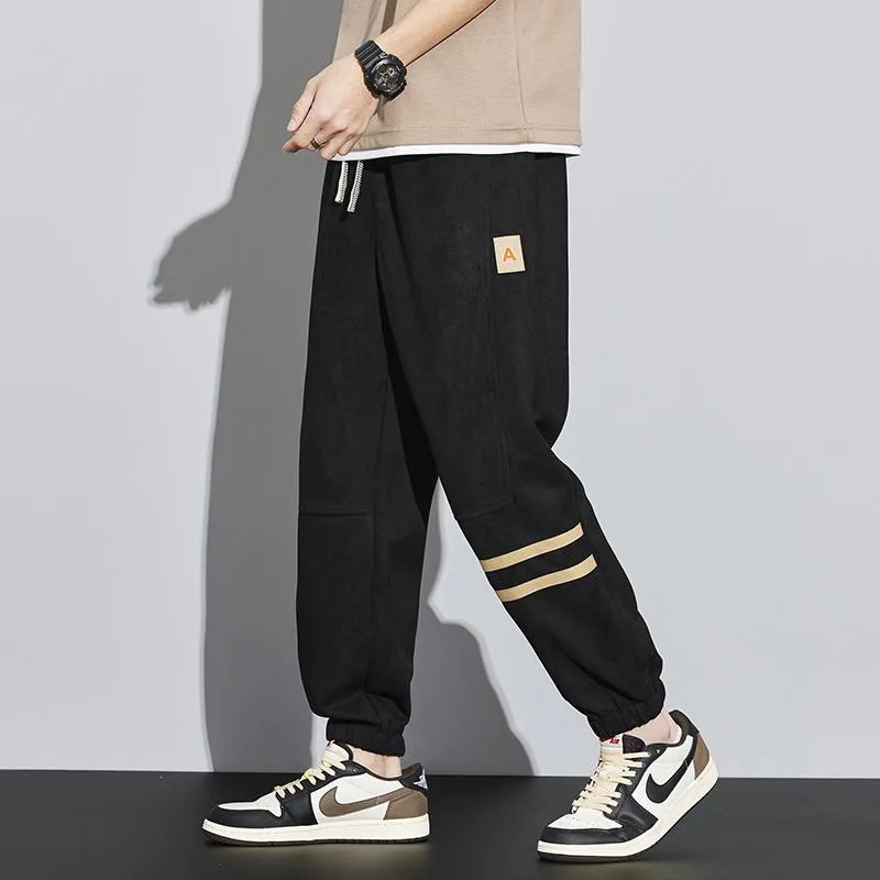 Tapered Suede Elastic Waist Versatile Sweatpant