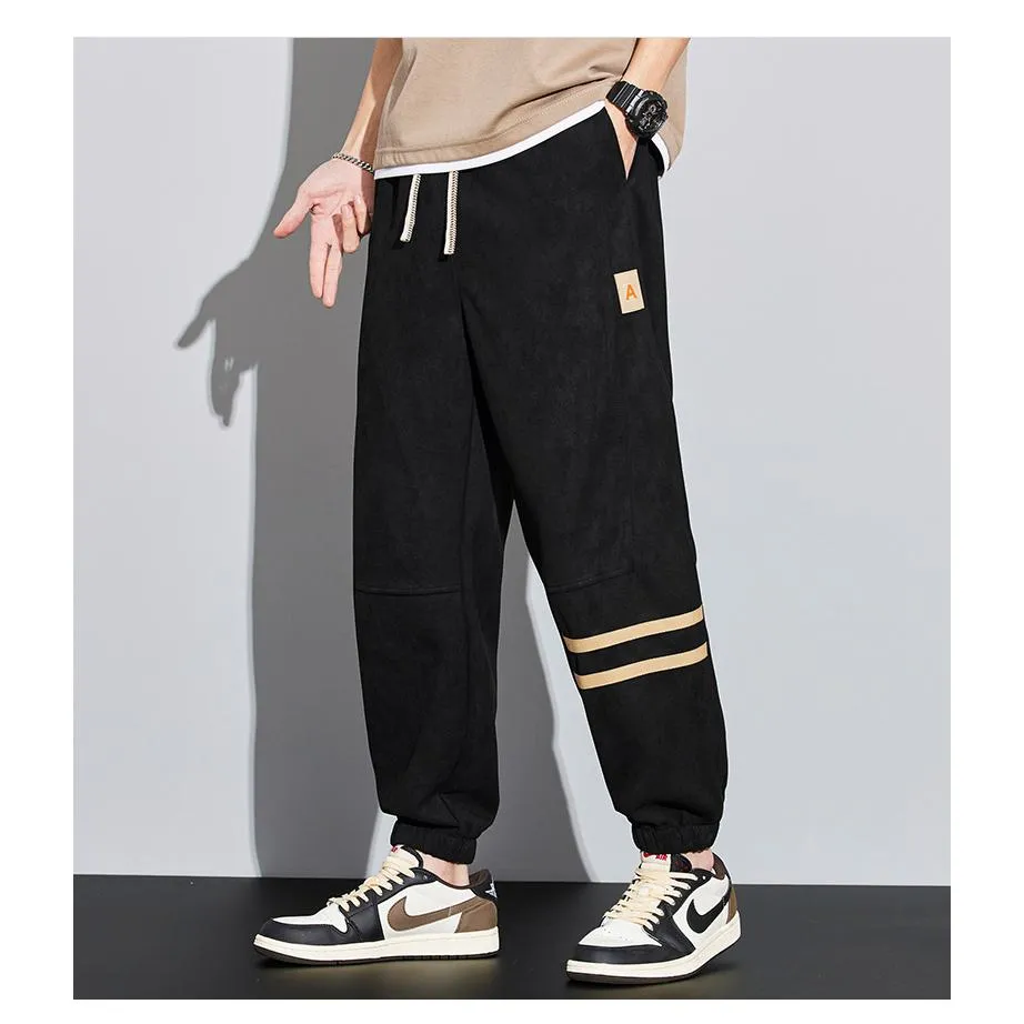 Tapered Suede Elastic Waist Versatile Sweatpant