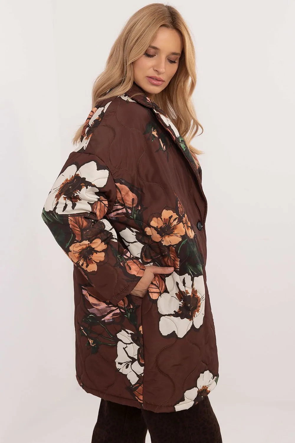 TEEK - Floral Buttoned Quilt Coat