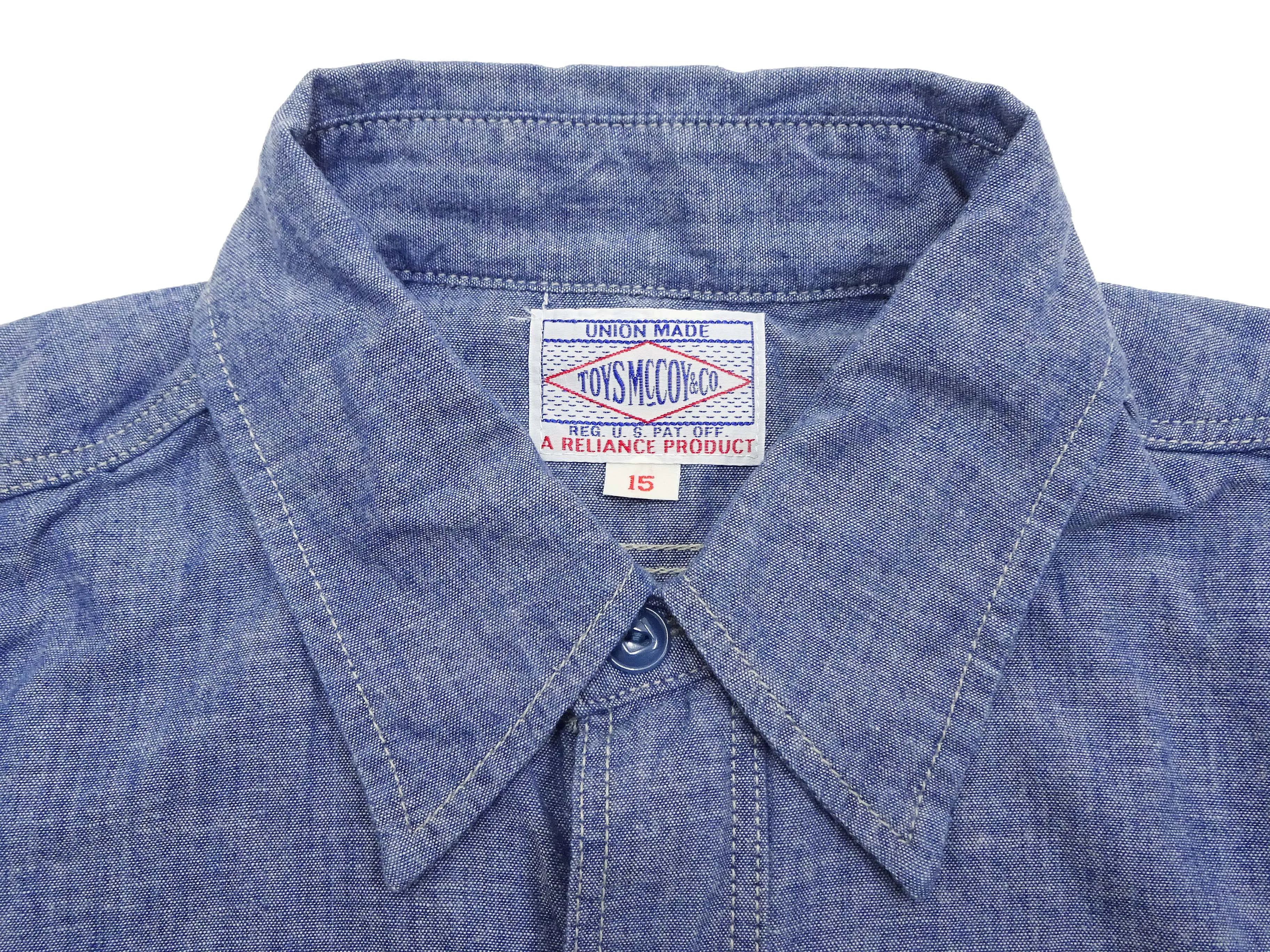 TOYS McCOY Blue Chambray Shirt Men's Steve McQueen Long Sleeve Button Up Work Shirt TMS2407