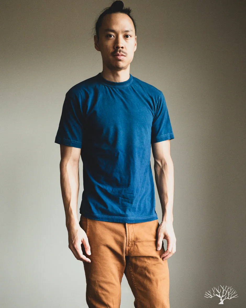 UTIL-PIND - 5.5oz Loopwheel Crew Neck T-Shirt - Pure Indigo