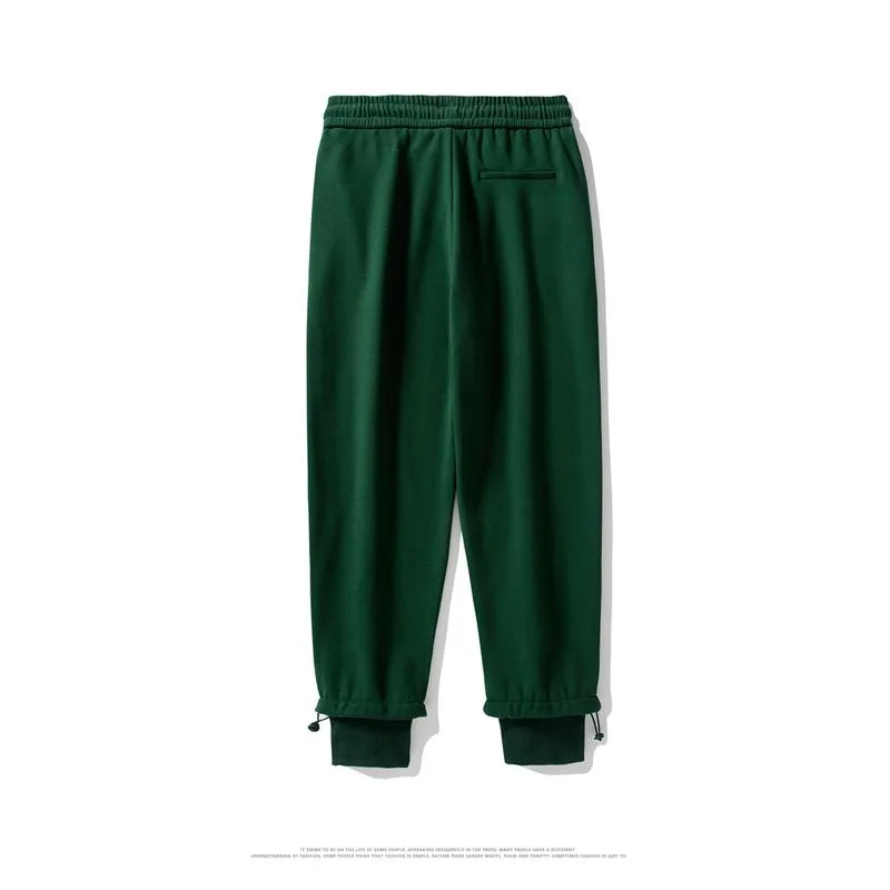 Versatile Pure Cotton Tapered Embroidery Elasticity Elastic Waist Loose Fit Sweatpant