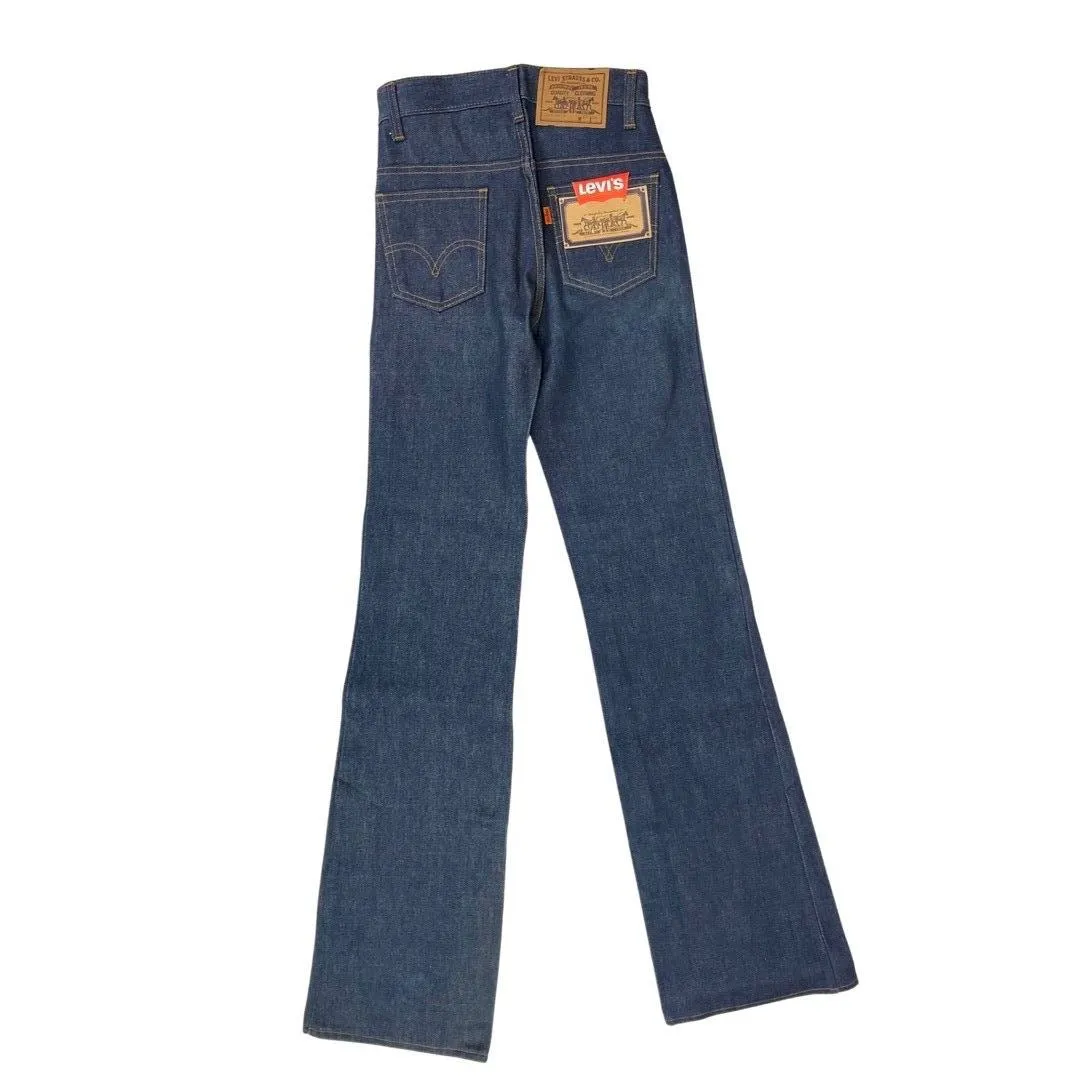 Vintage 70s Blue Levi’s 617-0217 Orange Tab Deadstock Denim Flares Jeans XS 6