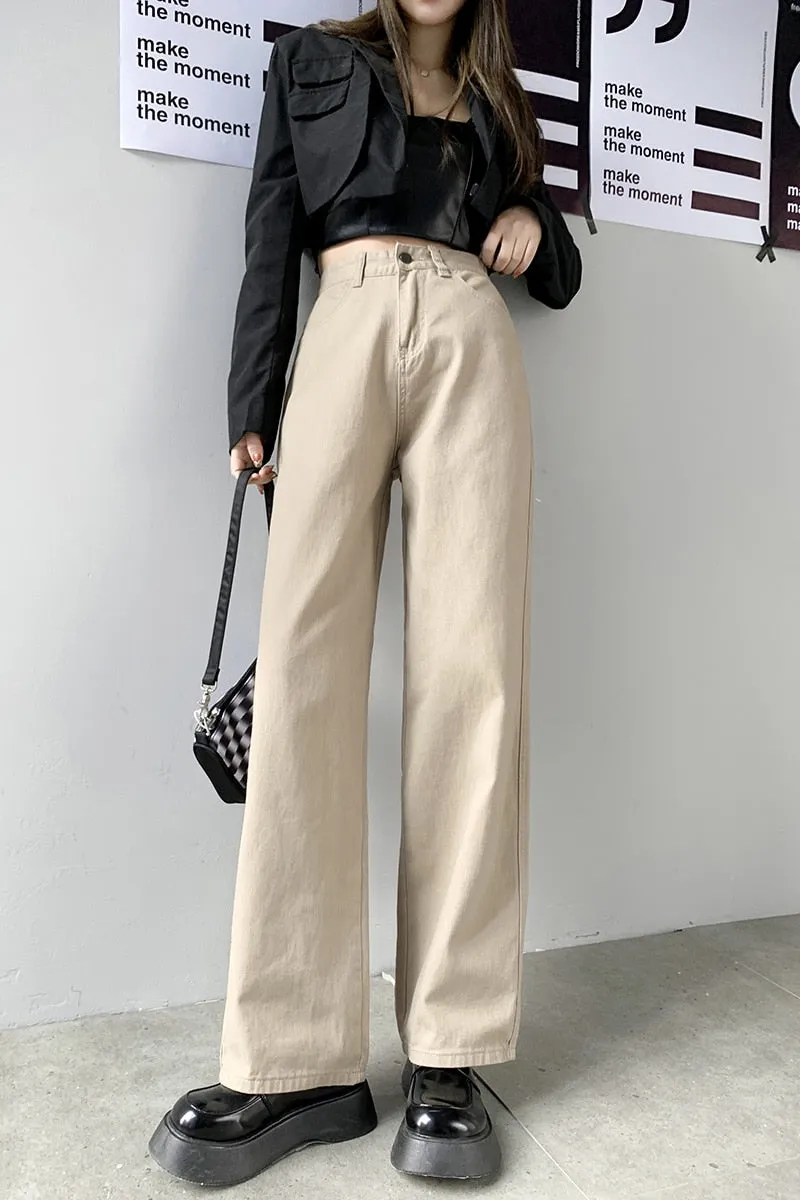 Wjczt Straight Leg Jeans For Women High Waist 2022 Trend Denim Pants Mom Jean Baggy Pants Casual Comfort Trousers Oversize