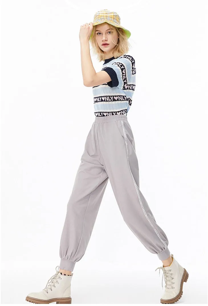 Women's Loose Fit Elasticized Waist Ankle-tied Sweatpants